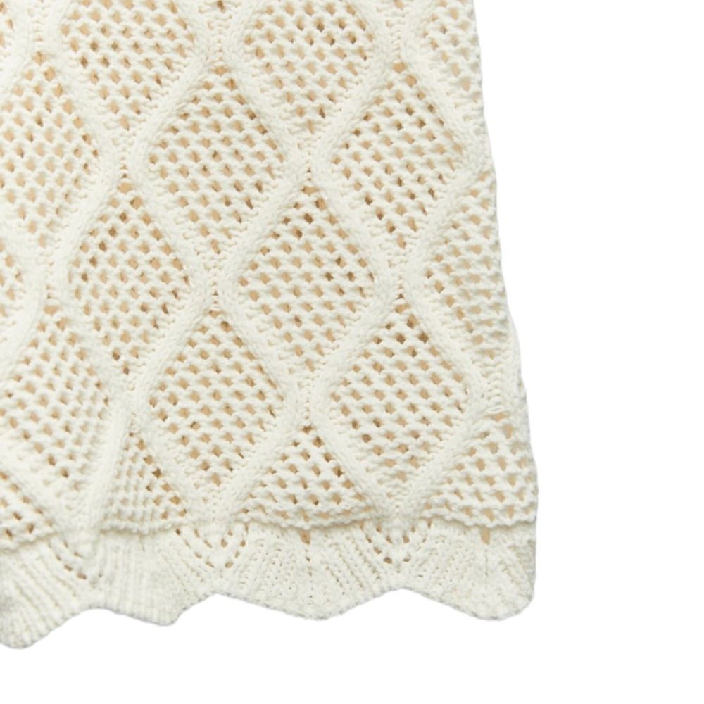Zara Cream Chenille Crochet Knit Shorts Size S NWT Open Knit Scalloped Hem Beach - Picture 4 of 10
